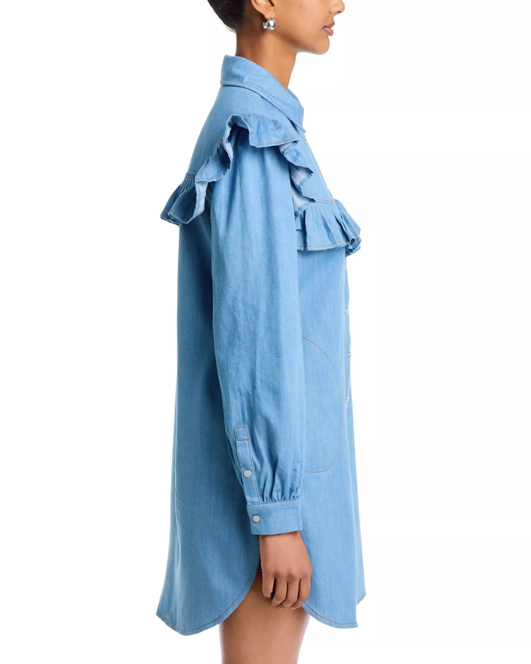Area Stars Ruffled Parker Dress in Denim