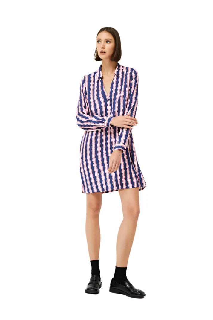 Serpentina striped printed short dress - clever alice