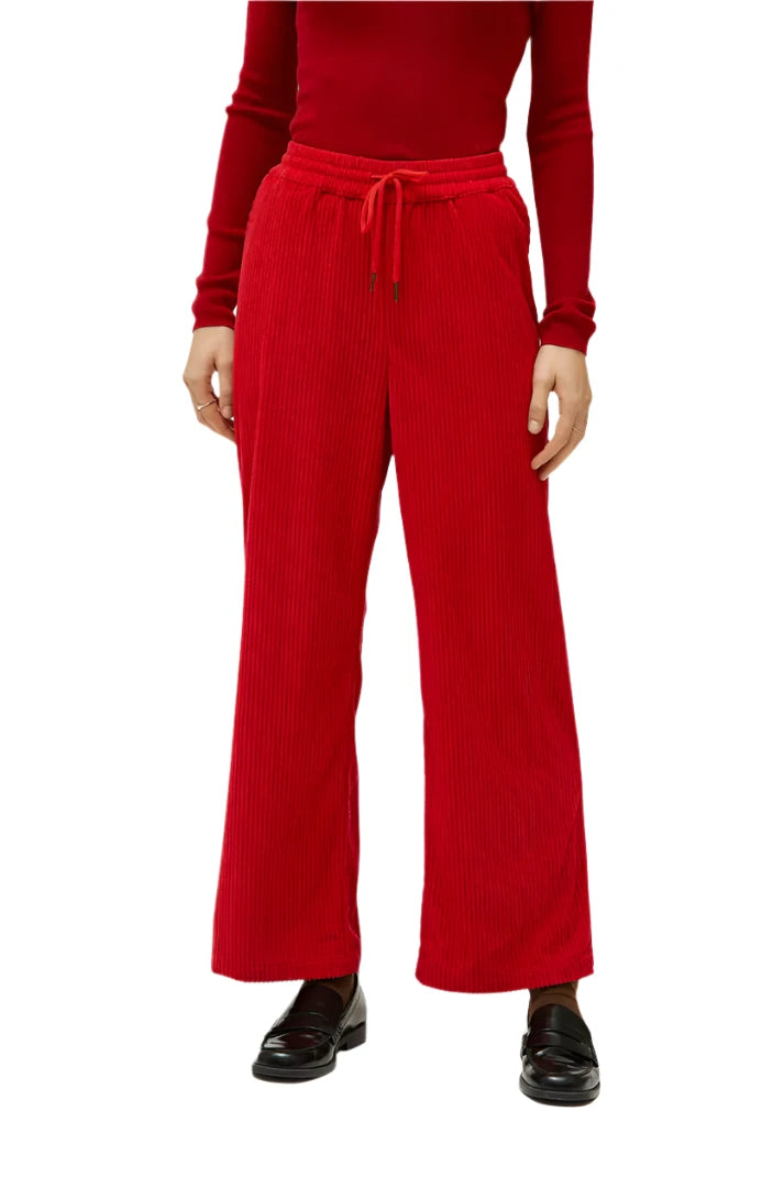 Red elastic waist corduroy pants - clever alice