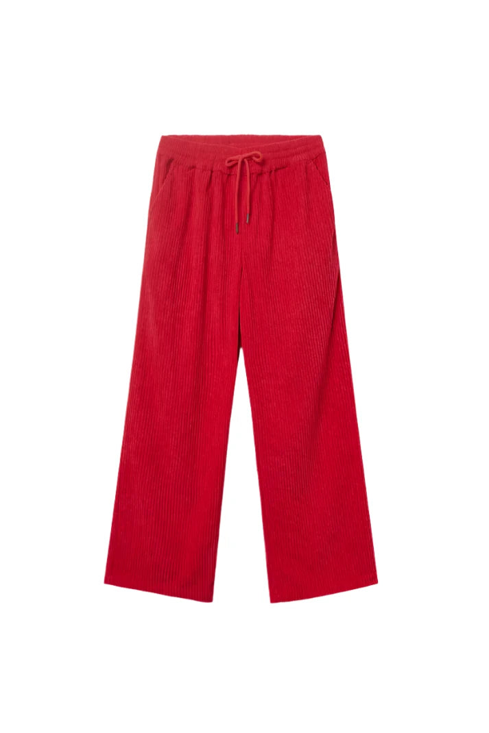 Red elastic waist corduroy pants - clever alice