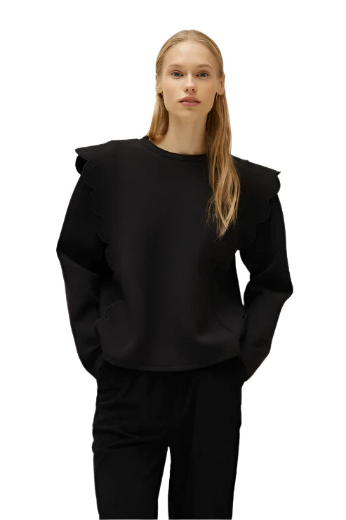 Compania Fantastica Black Wave Detail Sweatshirt - clever alice