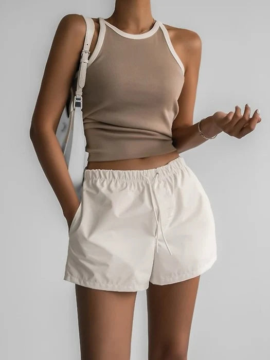 Clever Alice Color-Block Halter Neck Sleeveless Tank Top