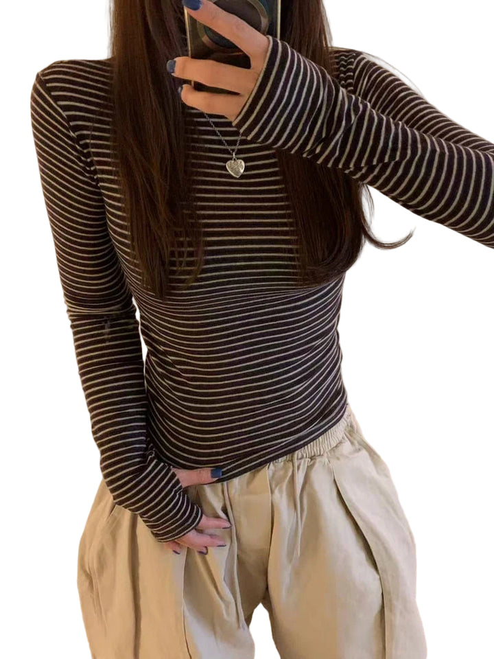 Clever Alice Striped Wool Turtleneck Tee