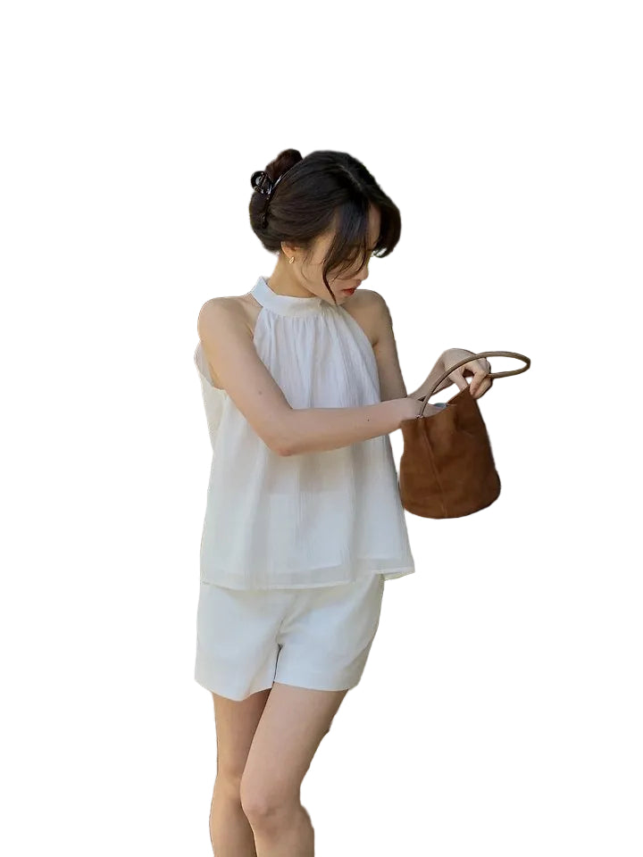 Clever Alice Halter-Neck Linen Blouse
