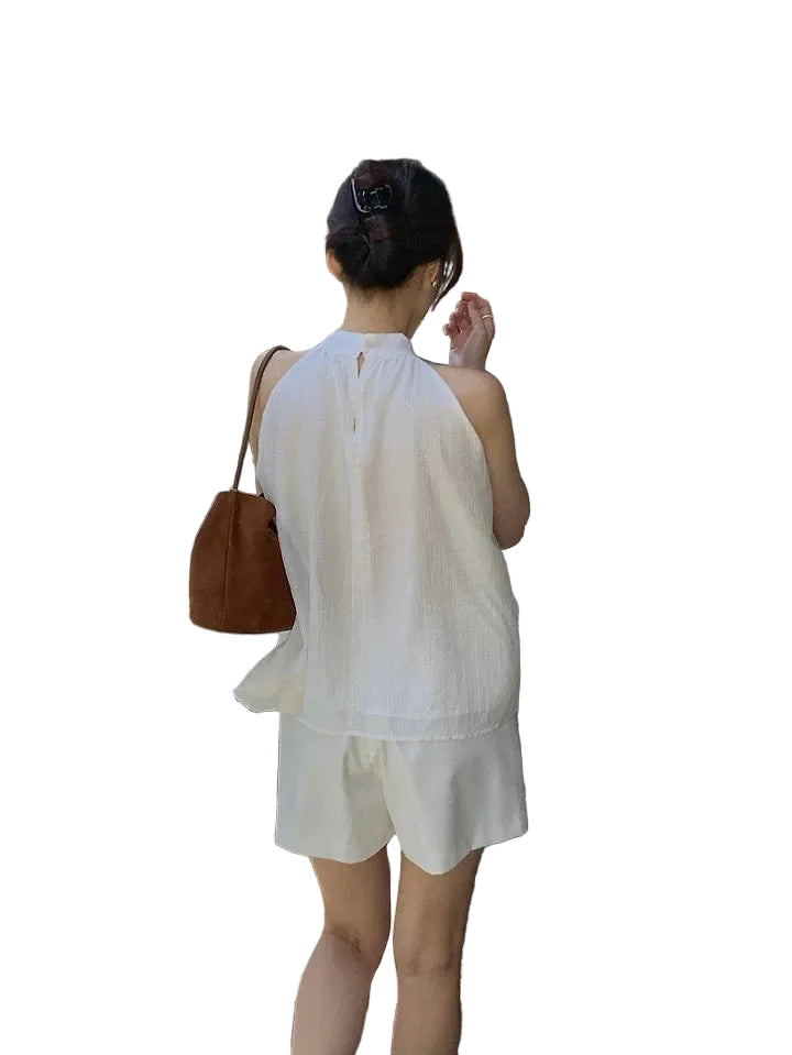 Clever Alice Halter-Neck Linen Blouse