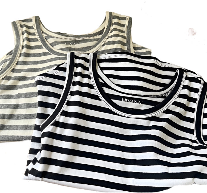 Clever Alice Gauze Stripe Sleeveless Tank