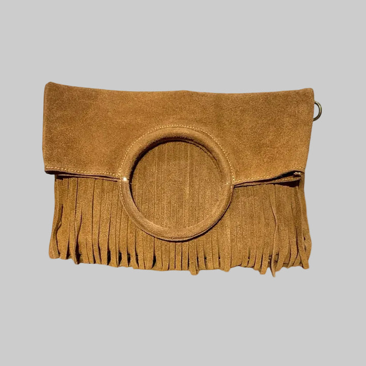 Louisa Lee SUEDE LEATHER BAG WITH FRINGE AND WRIST STRAP