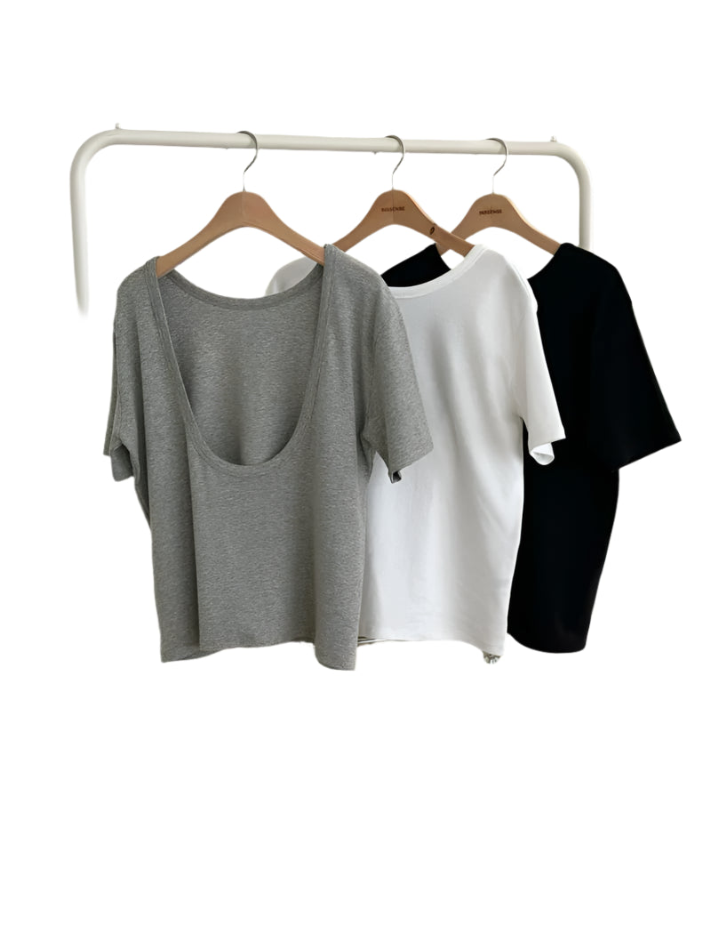 Clever Alice Backless Tee in Black Only