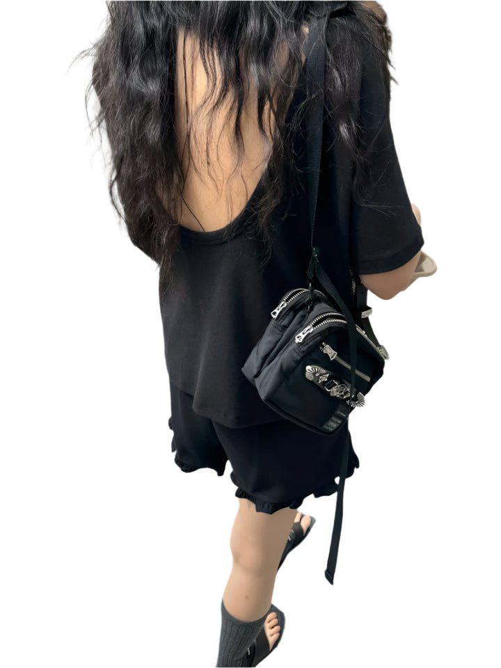 Clever Alice Backless Tee in Black Only