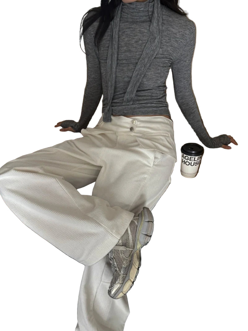 Clever Alice High Neck Tie Detail Warmer Tee