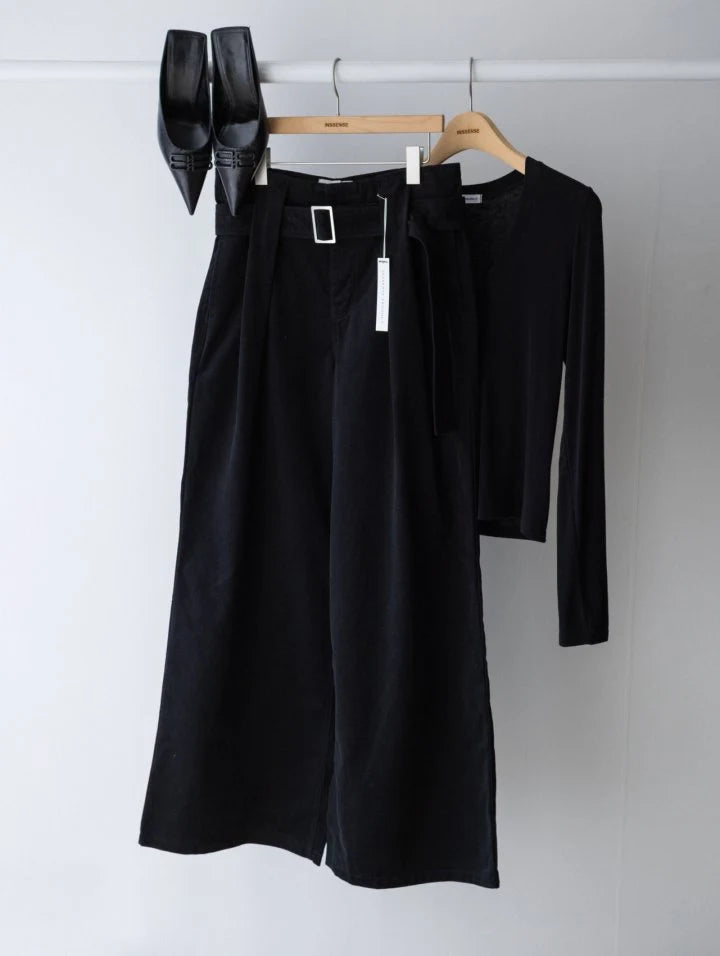 Clever Alice Premium Peach Volume Belted Wide Pants