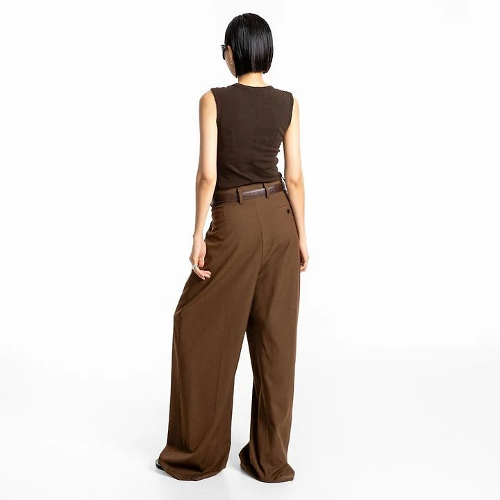 Clever Alice Asymmetric Pintuck Maxi Wide Trousers