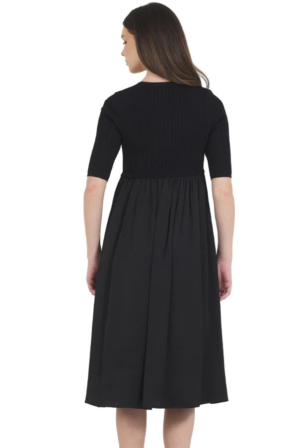 Stellah Quarter Sleeve Dress in Black