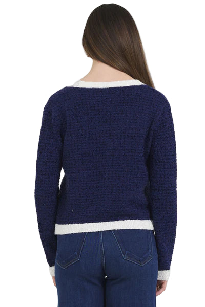 Stellah Bloucle Cardigan in Navy