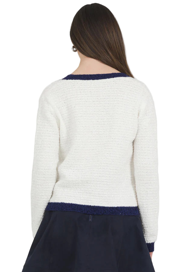 Stellah Boucle Cardigan in White