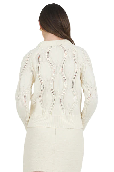 Stellah Wavy Textured Sweater in Cream
