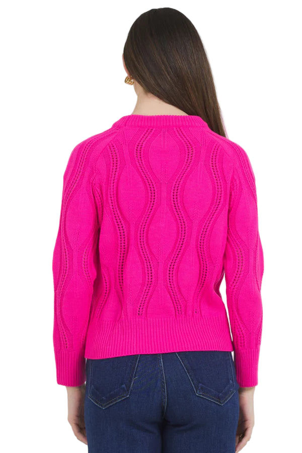 Stellah Wavy Textured Sweater in Pink