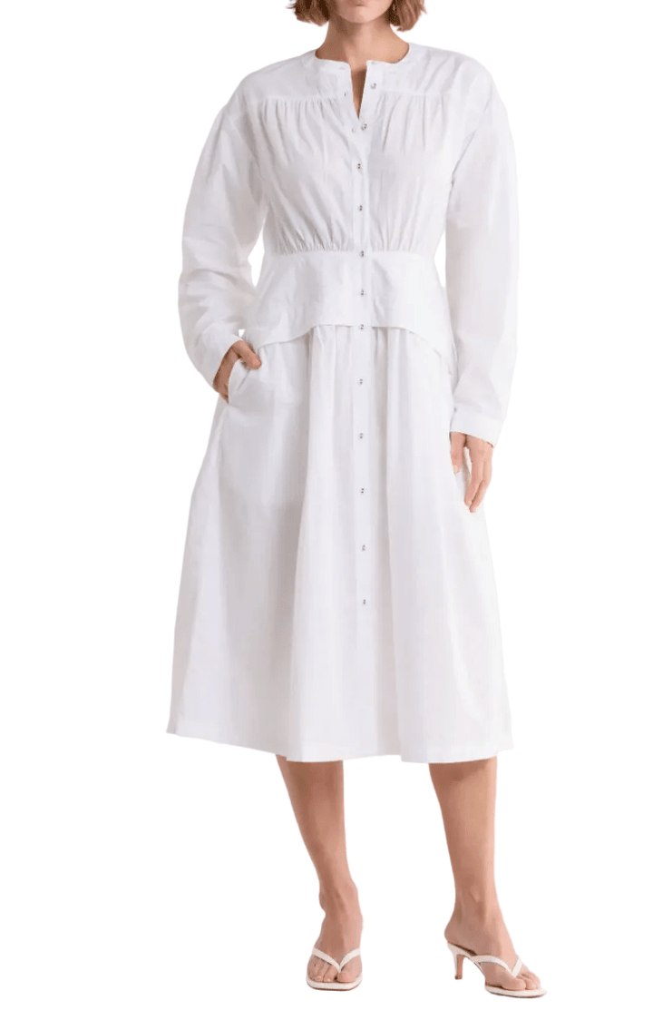 Area Stars Long Sleeve Button Front Cotton Dress - clever alice