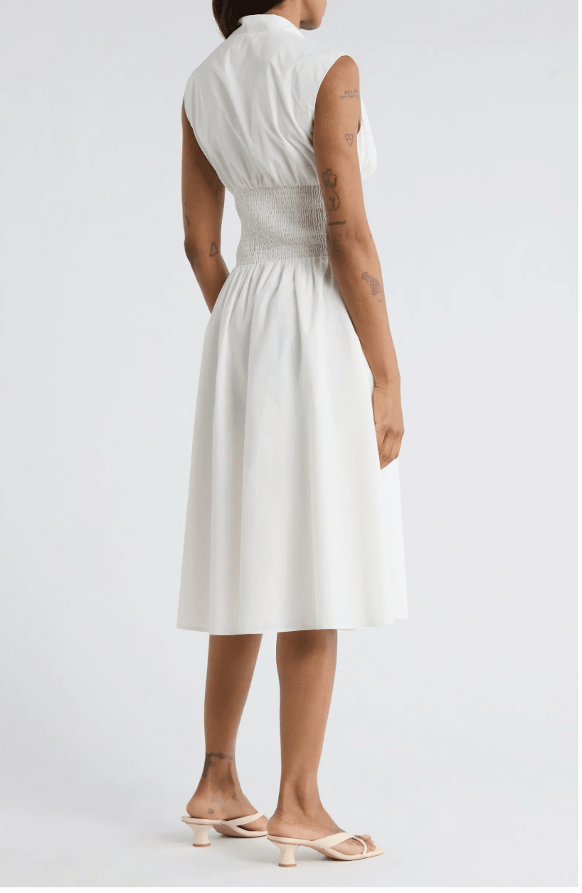 Area Stars Smocked Waist Zip Midi Dress - clever alice