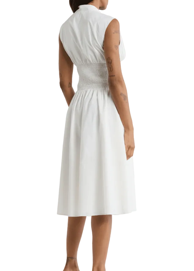 Area Stars Smocked Waist Zip Midi Dress - clever alice