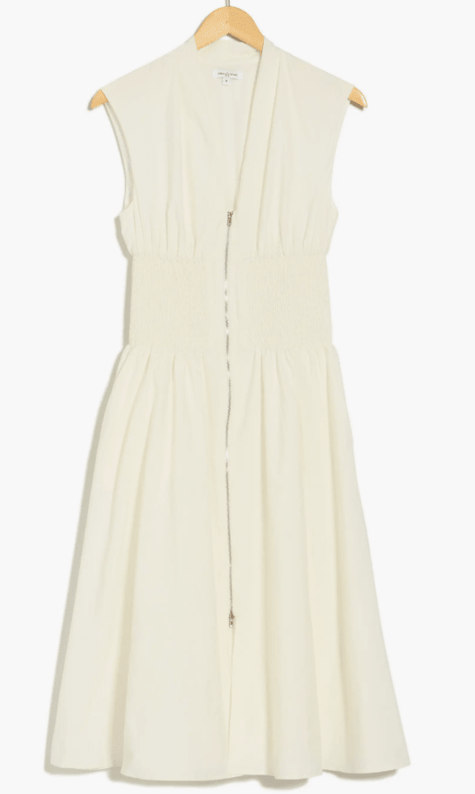 Area Stars Smocked Waist Zip Midi Dress - clever alice