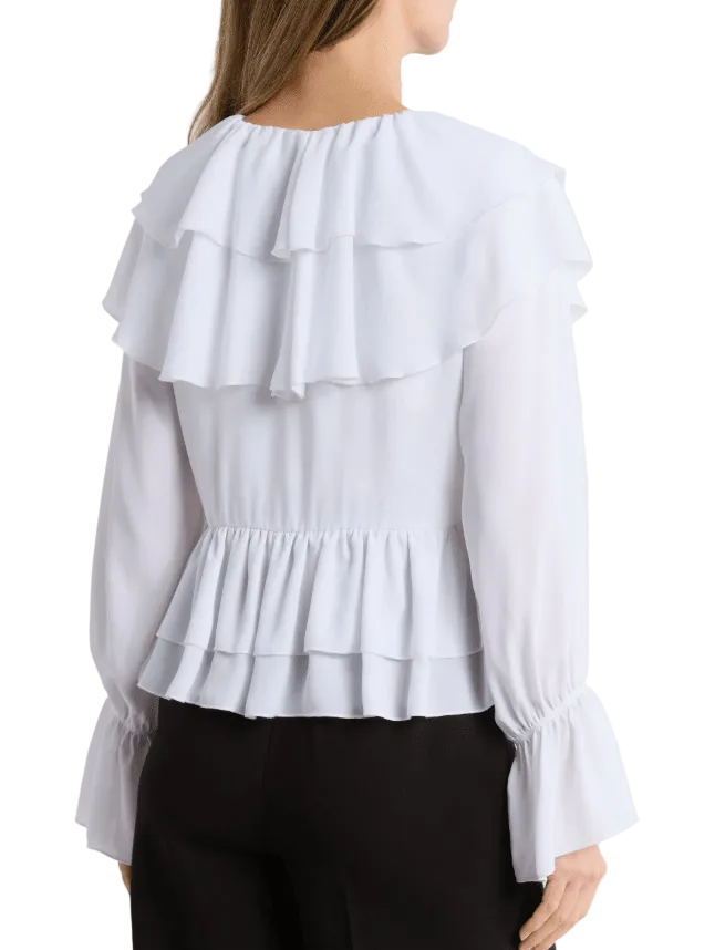 Area Stars Trista Ruffle Long Sleeve Peplum Top - clever alice