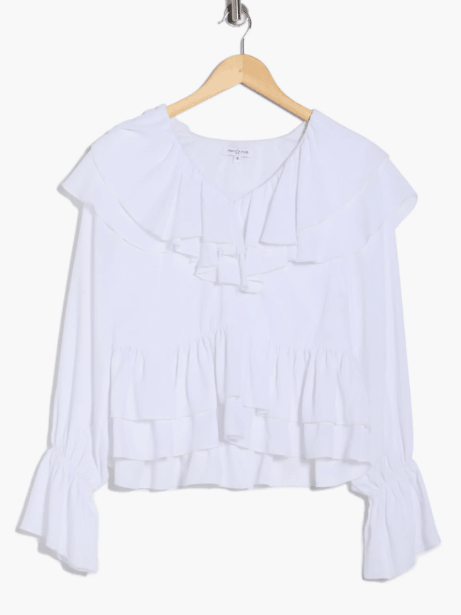 Area Stars Trista Ruffle Long Sleeve Peplum Top - clever alice