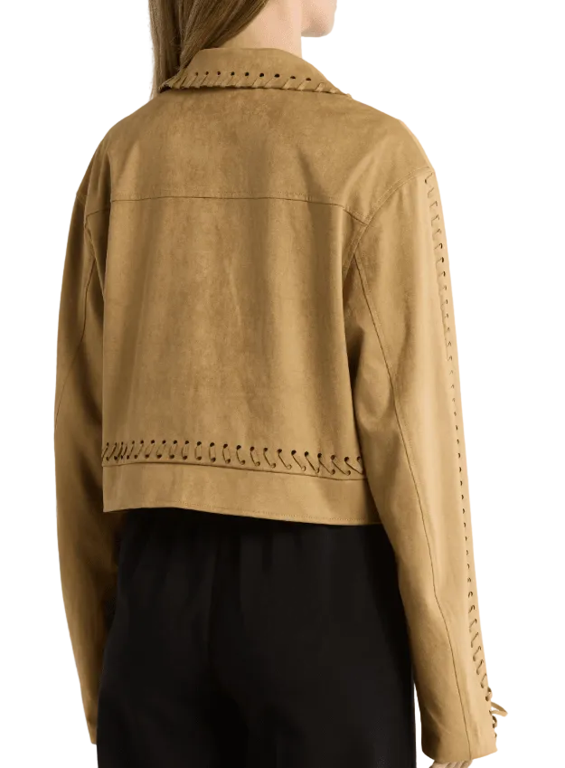 Area Stars Wrem Faux Suede Whipstitched Crop Jacket - clever alice