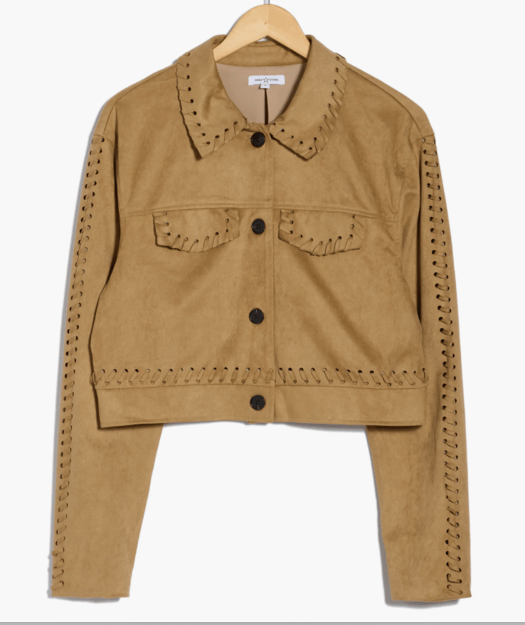 Area Stars Wrem Faux Suede Whipstitched Crop Jacket - clever alice
