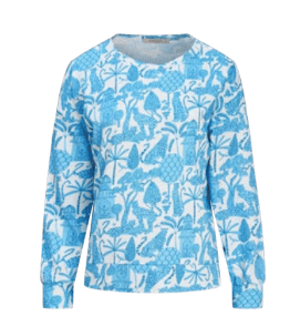 Astrid Layover Top in Blue Toile Pattern - clever alice