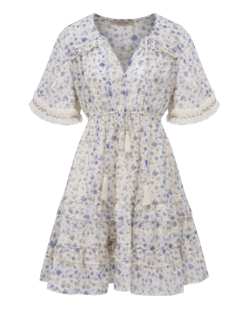 Astrid Museum Dress in Blue Flower Pattern - clever alice