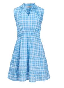 Astrid Social Dress in Blue Check Pattern - clever alice