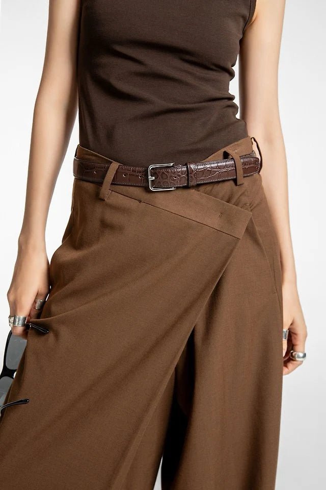 Clever Alice Asymmetric Pintuck Maxi Wide Trousers - clever alice