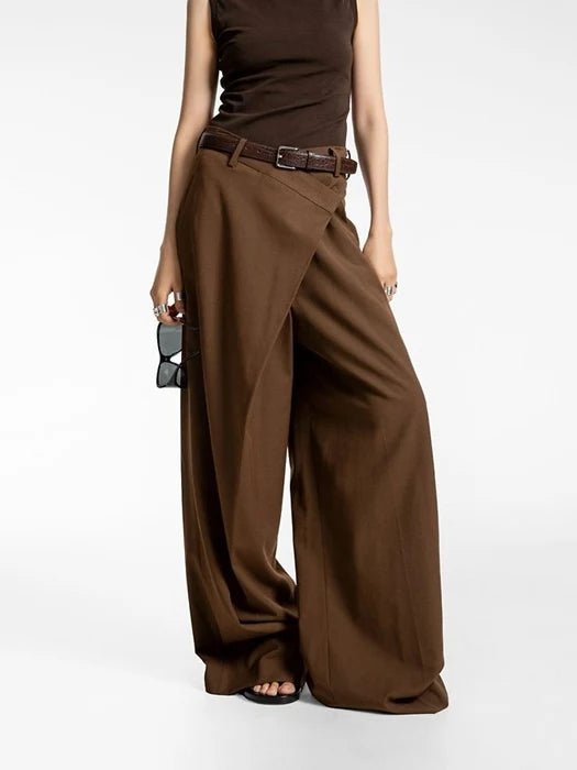 Clever Alice Asymmetric Pintuck Maxi Wide Trousers - clever alice