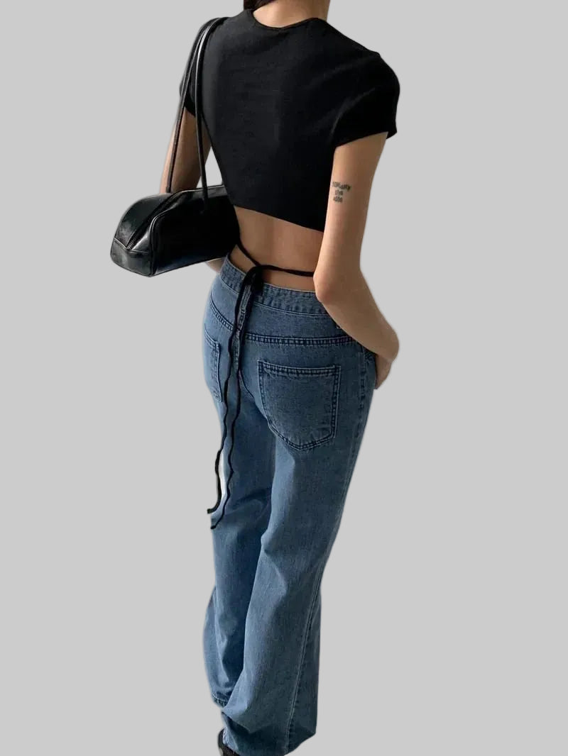 Clever Alice Back Open Strap Tee - clever alice