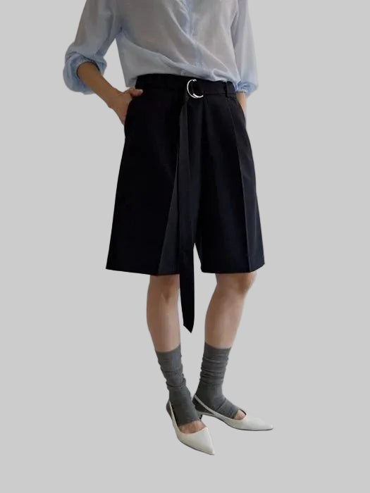 Clever Alice Belted Bermuda Pants - clever alice