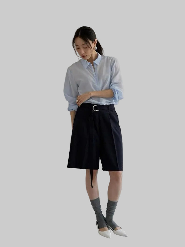 Clever Alice Belted Bermuda Pants - clever alice