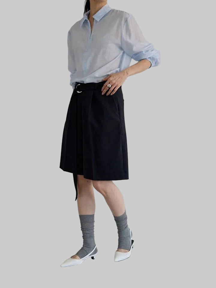 Clever Alice Belted Bermuda Pants - clever alice