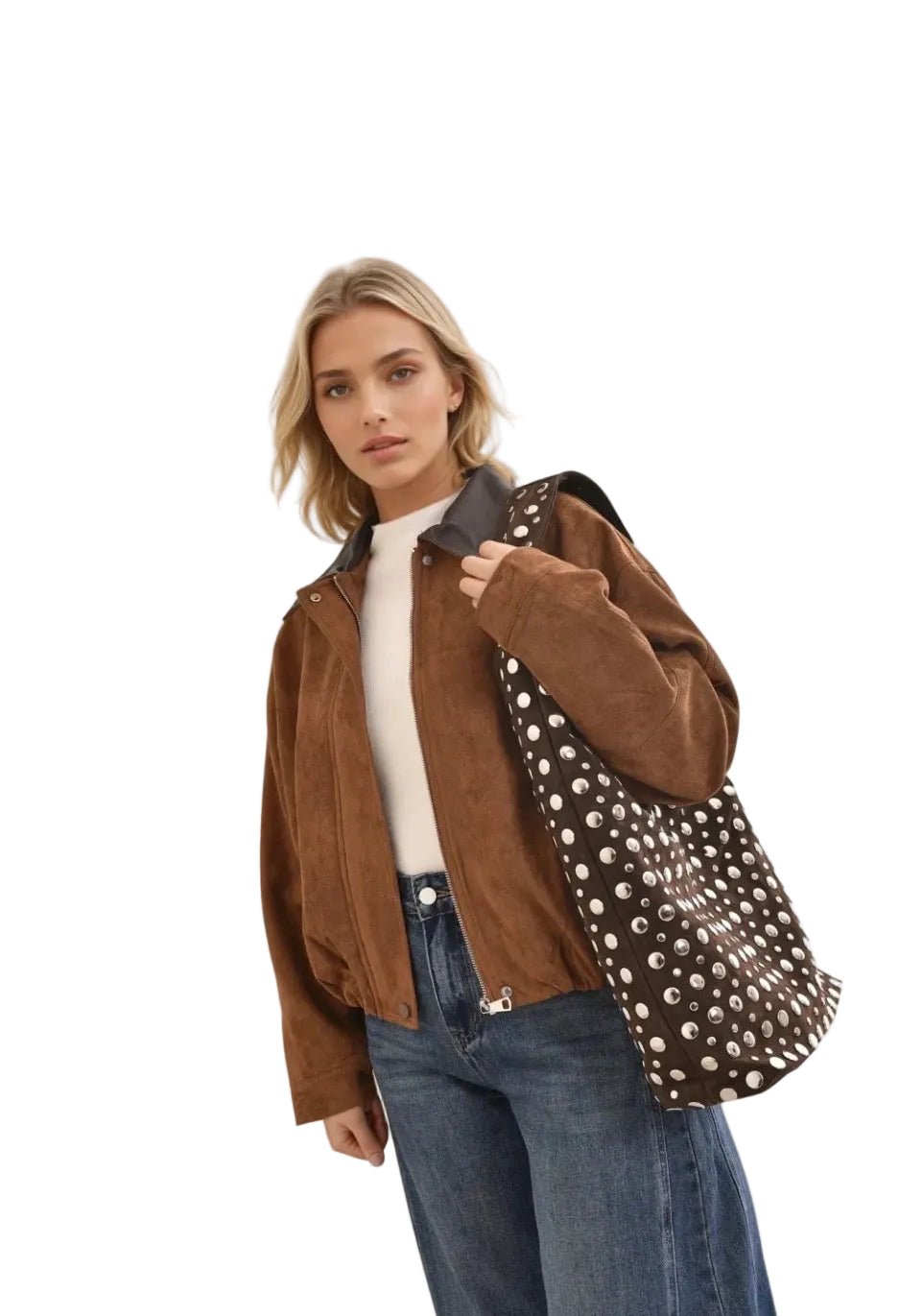 Clever Alice Brooke Faux Suede Bomber