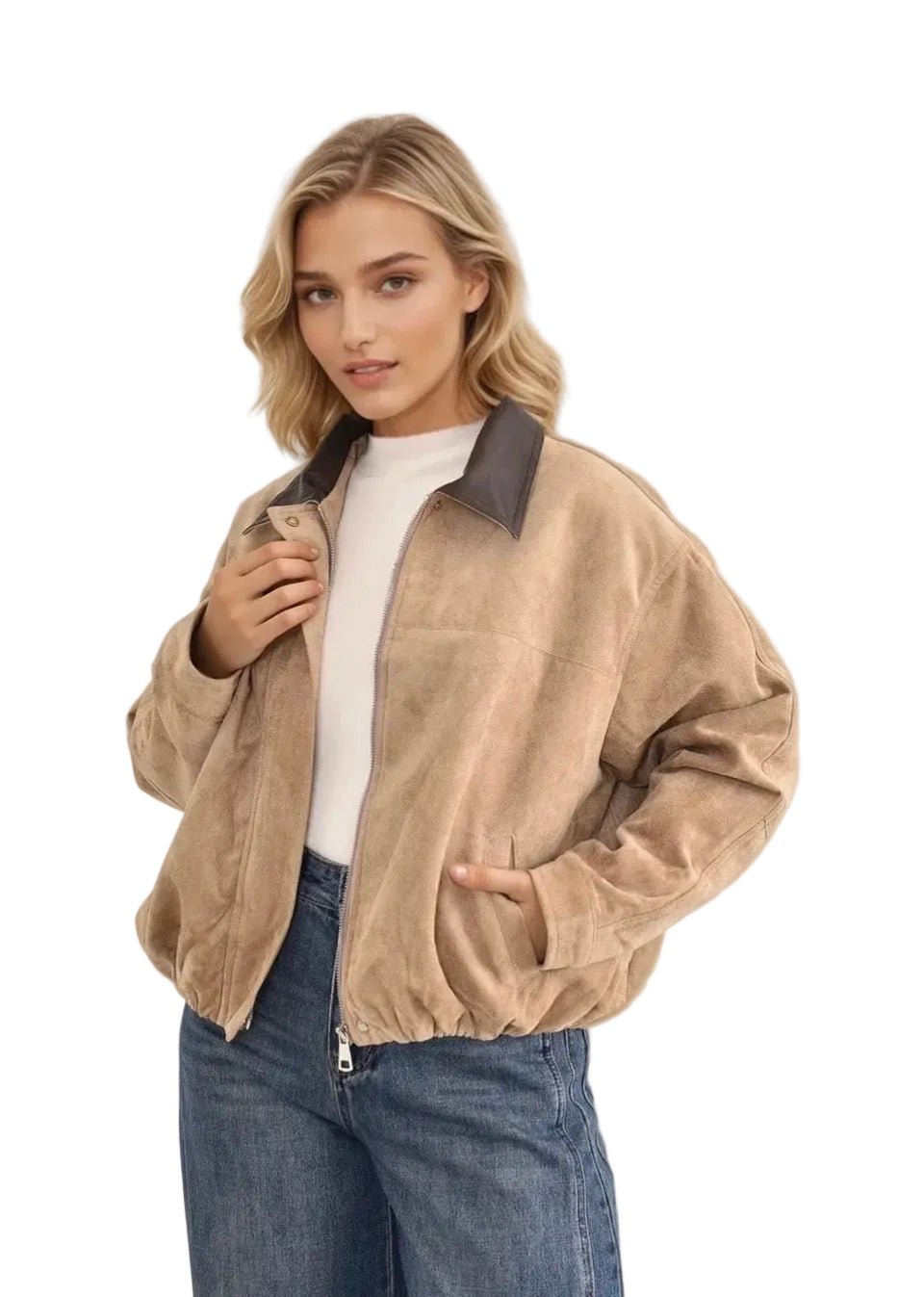 Clever Alice Brooke Faux Suede Bomber