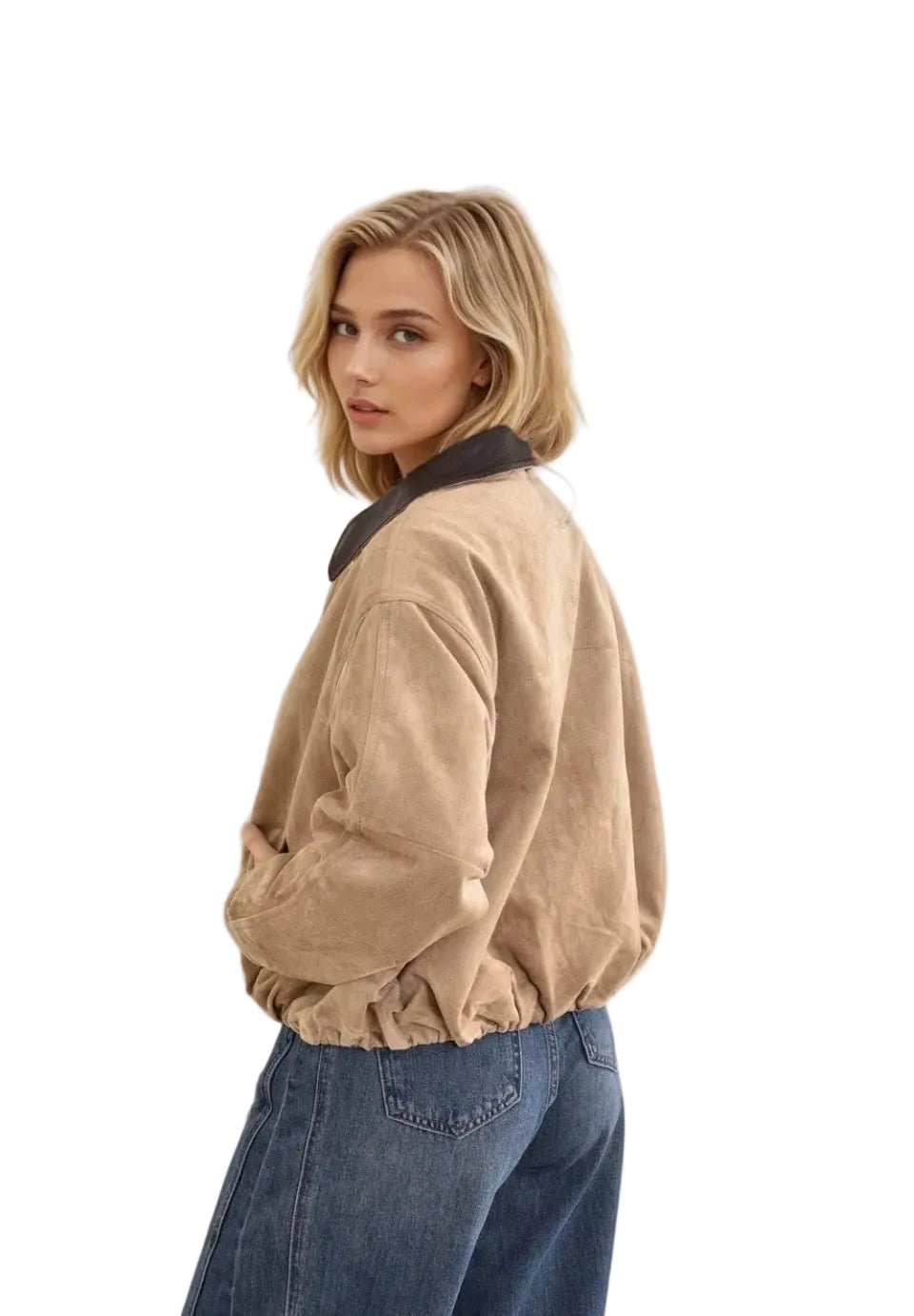 Clever Alice Brooke Faux Suede Bomber
