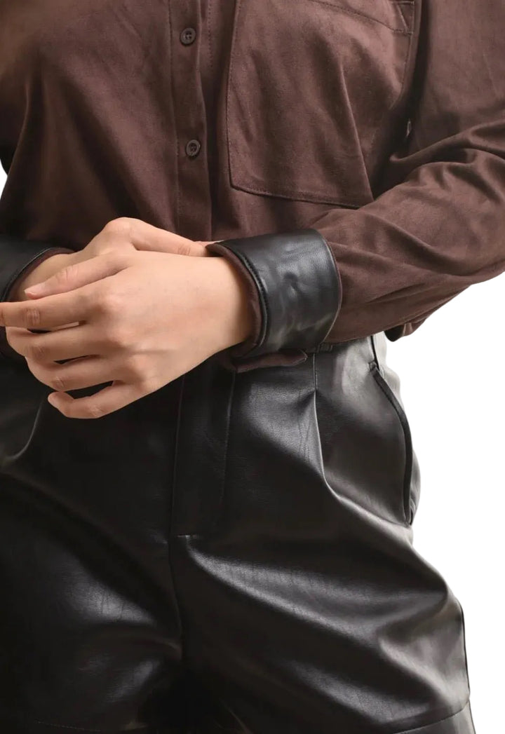 Clever Alice Charli Faux Suede Button Up - clever alice