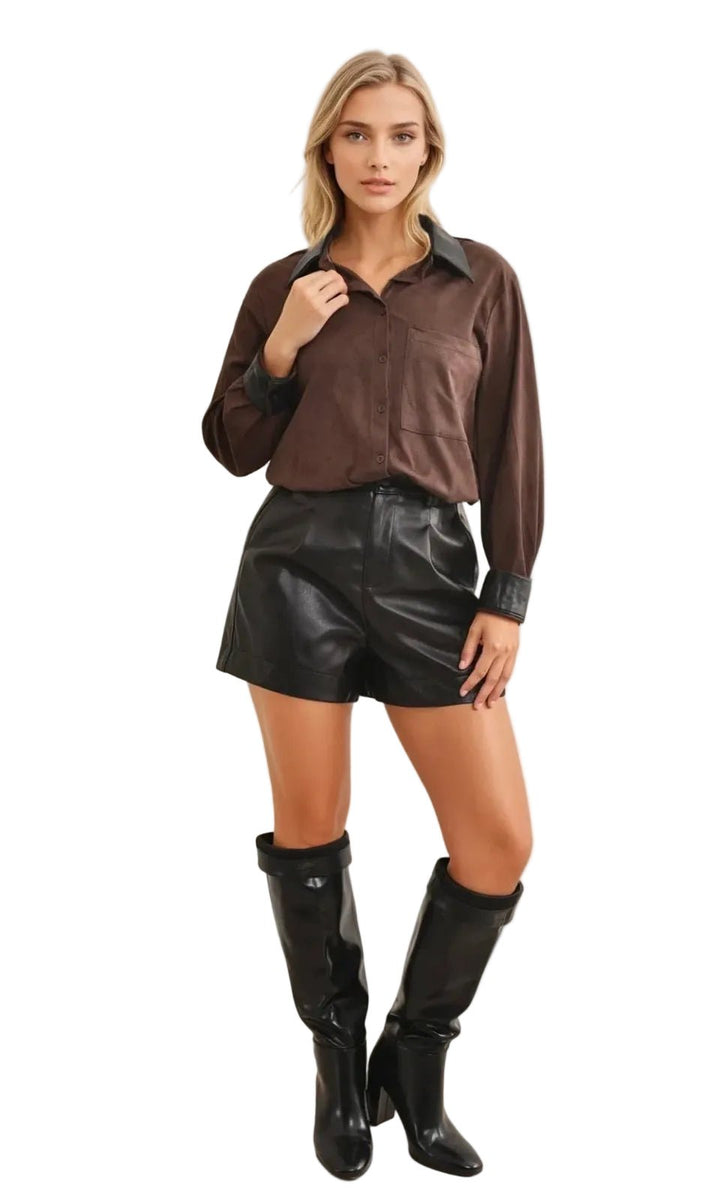 Clever Alice Charli Faux Suede Button Up - clever alice