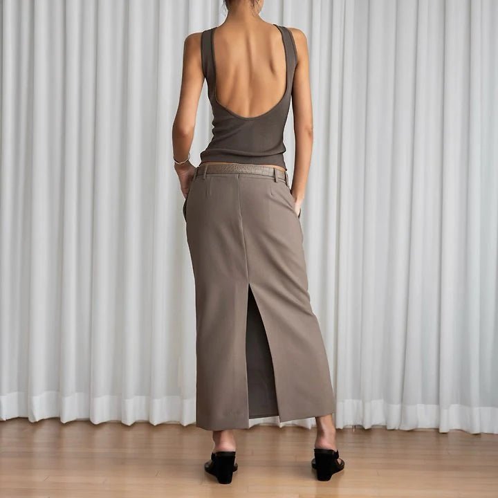Clever Alice Classic Back Less Detail Sleeveless Knit Top - clever alice