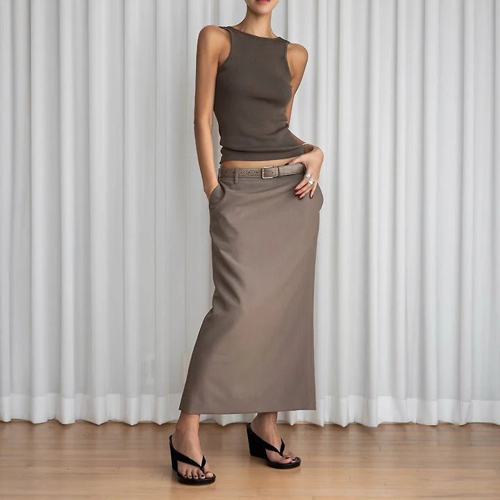 Clever Alice Classic Back Less Detail Sleeveless Knit Top - clever alice