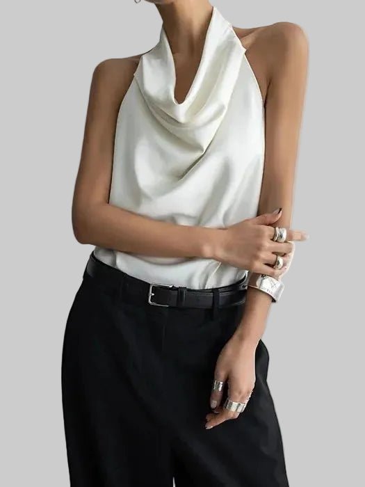 Clever Alice Classic Satin Halter Neck Blouse - clever alice