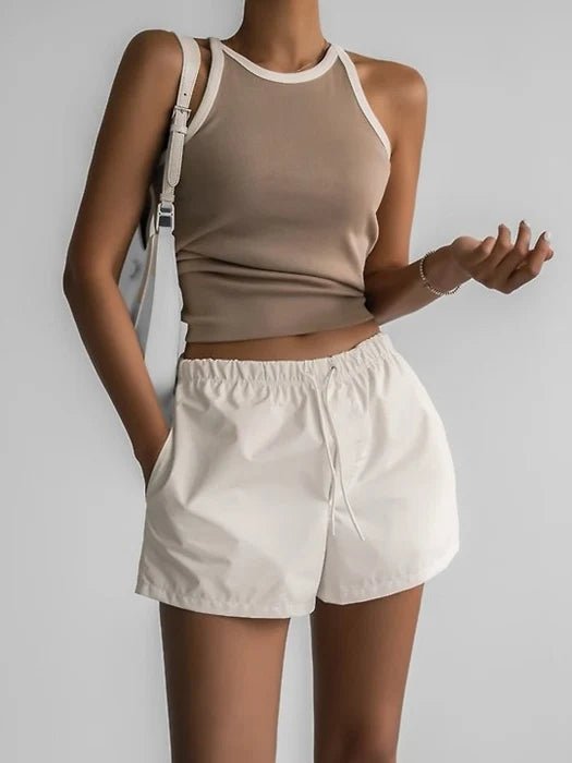 Clever Alice Color-Block Halter Neck Sleeveless Tank Top - clever alice