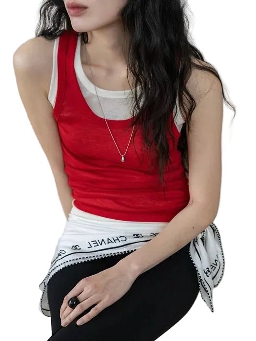 Clever Alice Contrast Layered Tank Top - clever alice