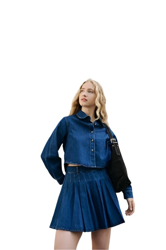 Clever Alice Denim Pleated Skirt - clever alice