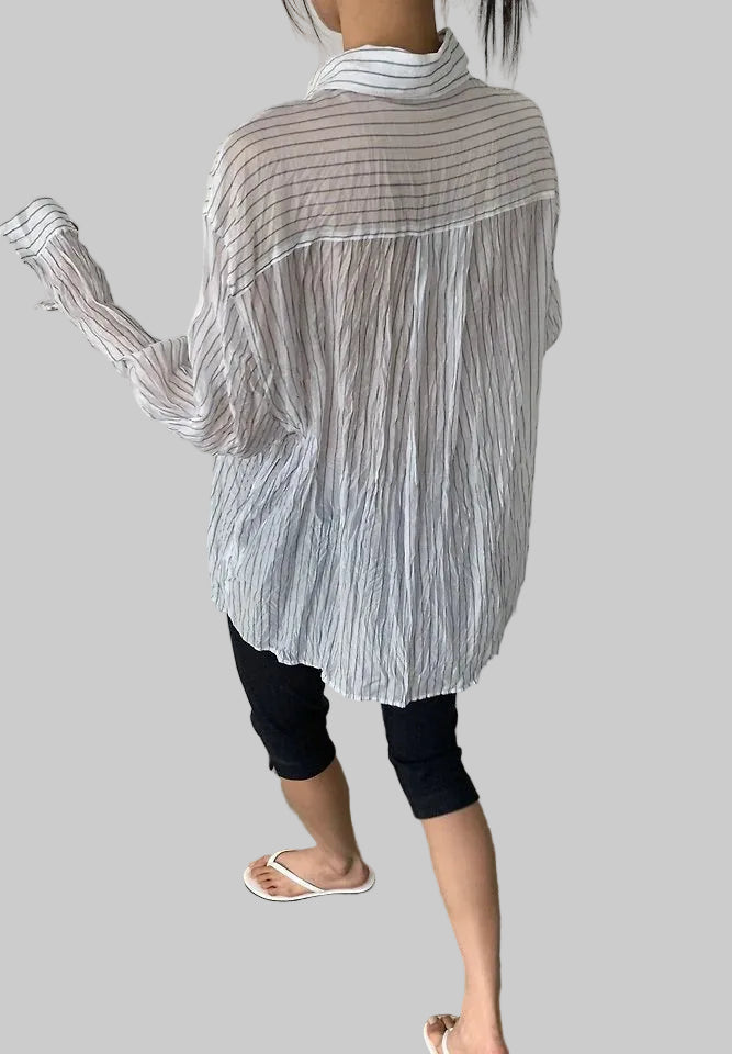 Clever Alice Eco Wrinkle Stripe Shirt - clever alice